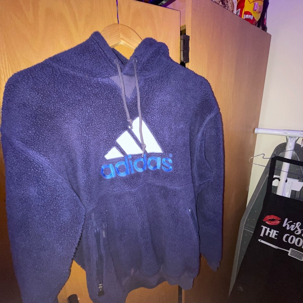 Adidas Blue Fleece Pullover Hoodie - Men’s Small